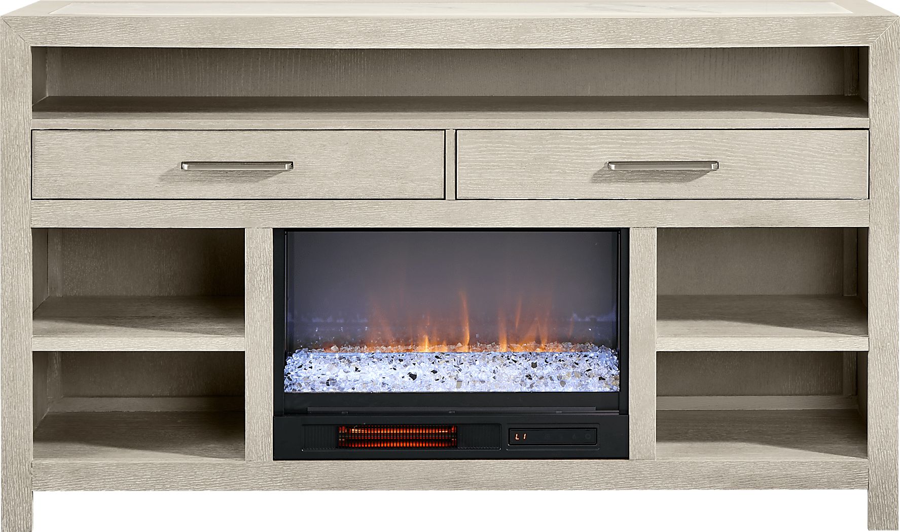 Pompei Gray Server with Electric Fireplace