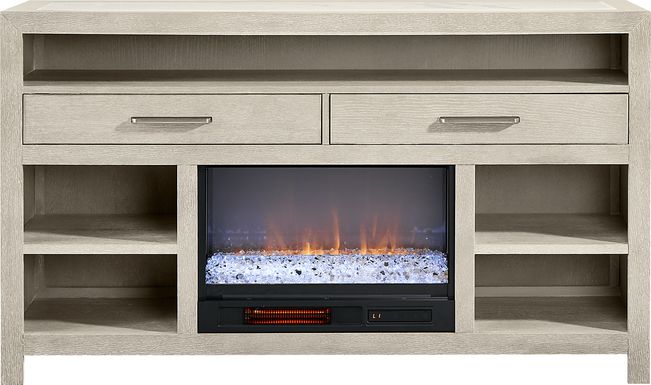 Pompei Gray Server with Electric Fireplace