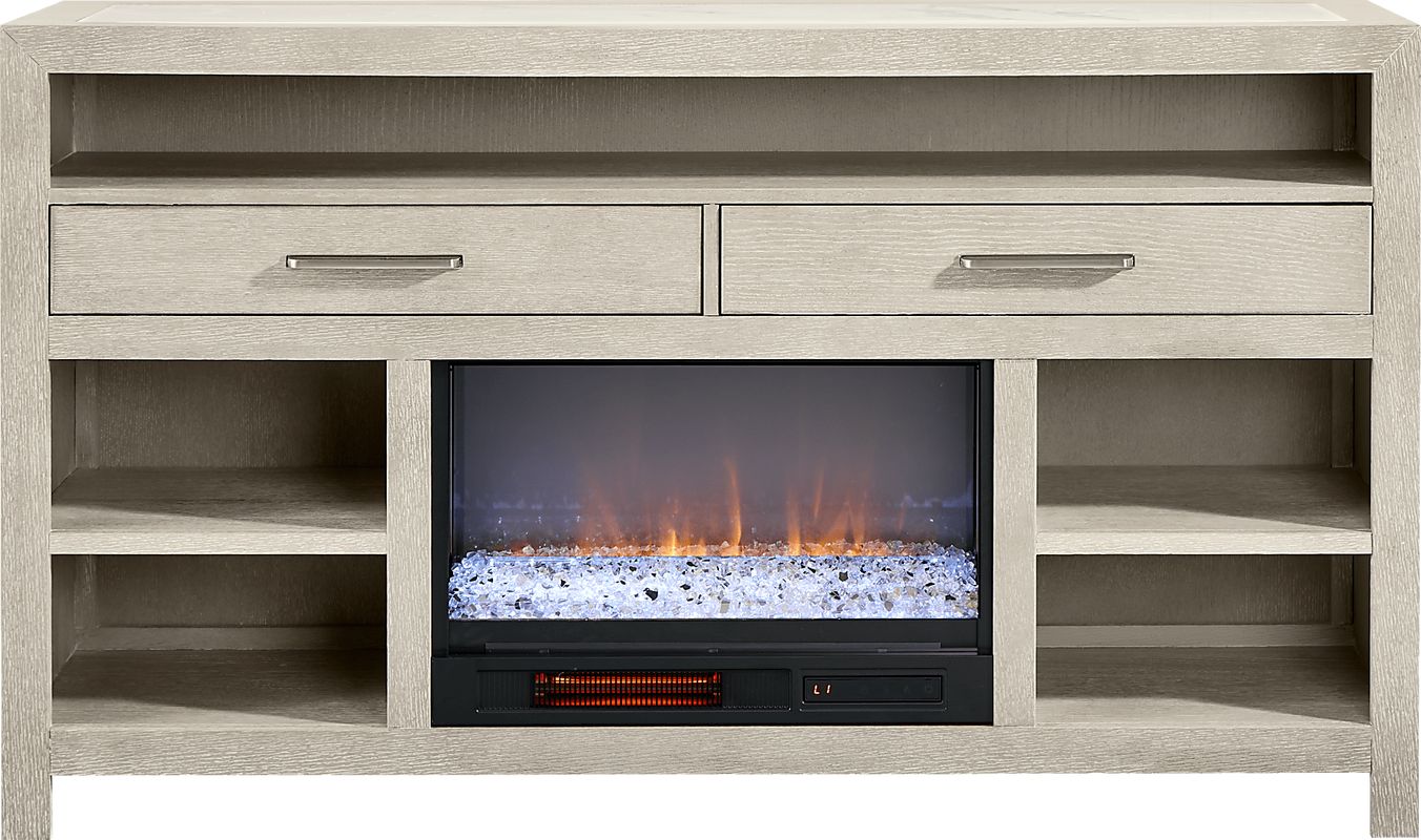 Pompei Gray Server with Electric Fireplace