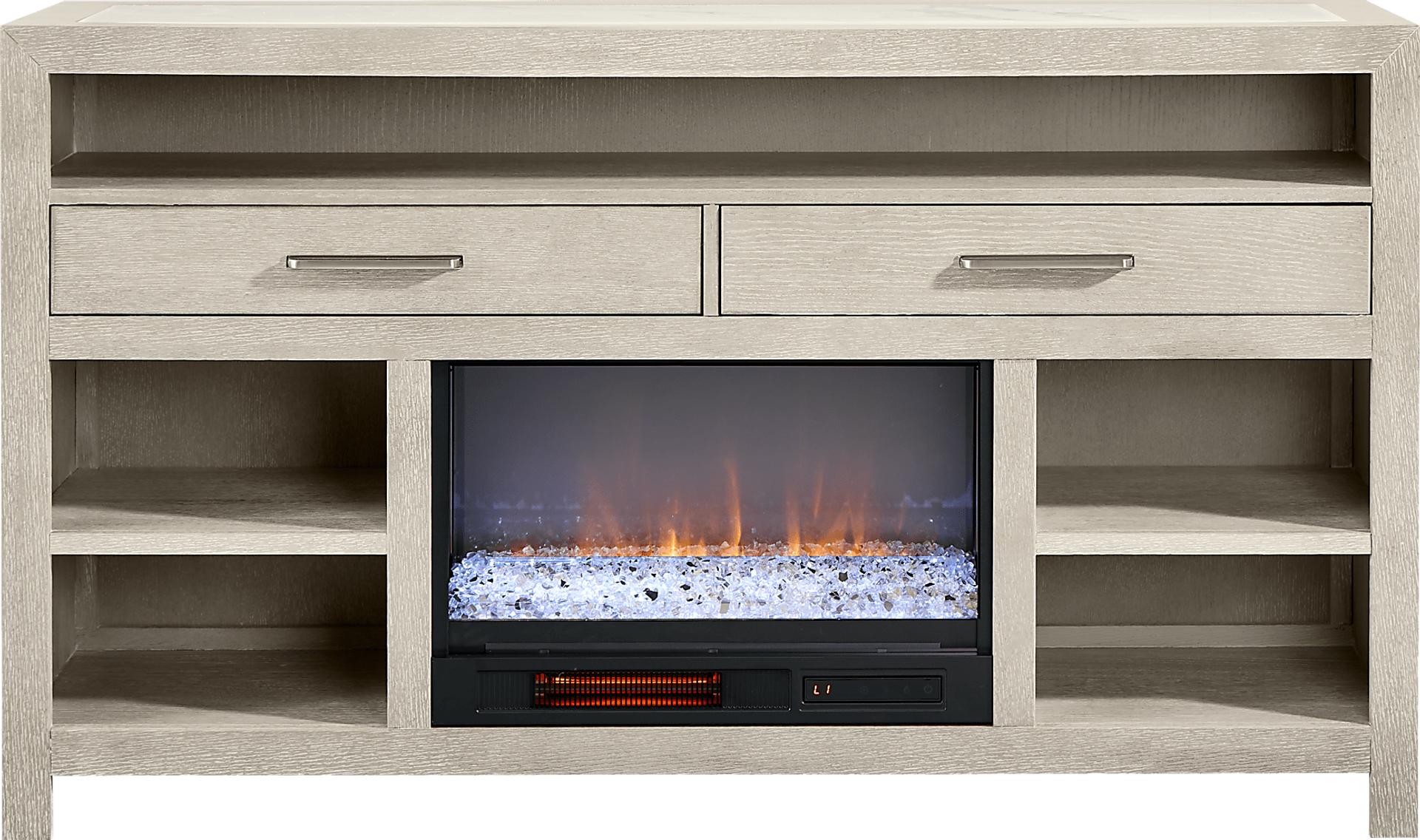 Pompei Gray Server with Electric Fireplace