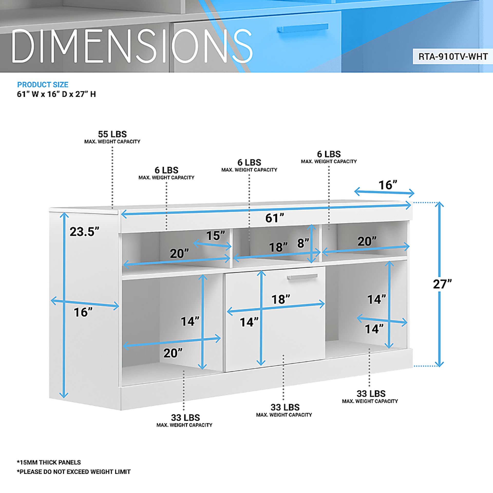 Ponodon White 61in. Console - Image 4