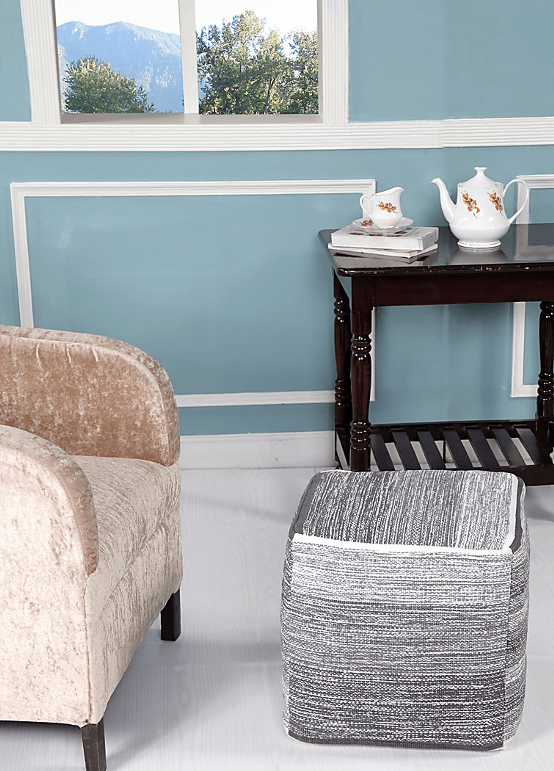 Dovepost Gray Pouf - Image 2