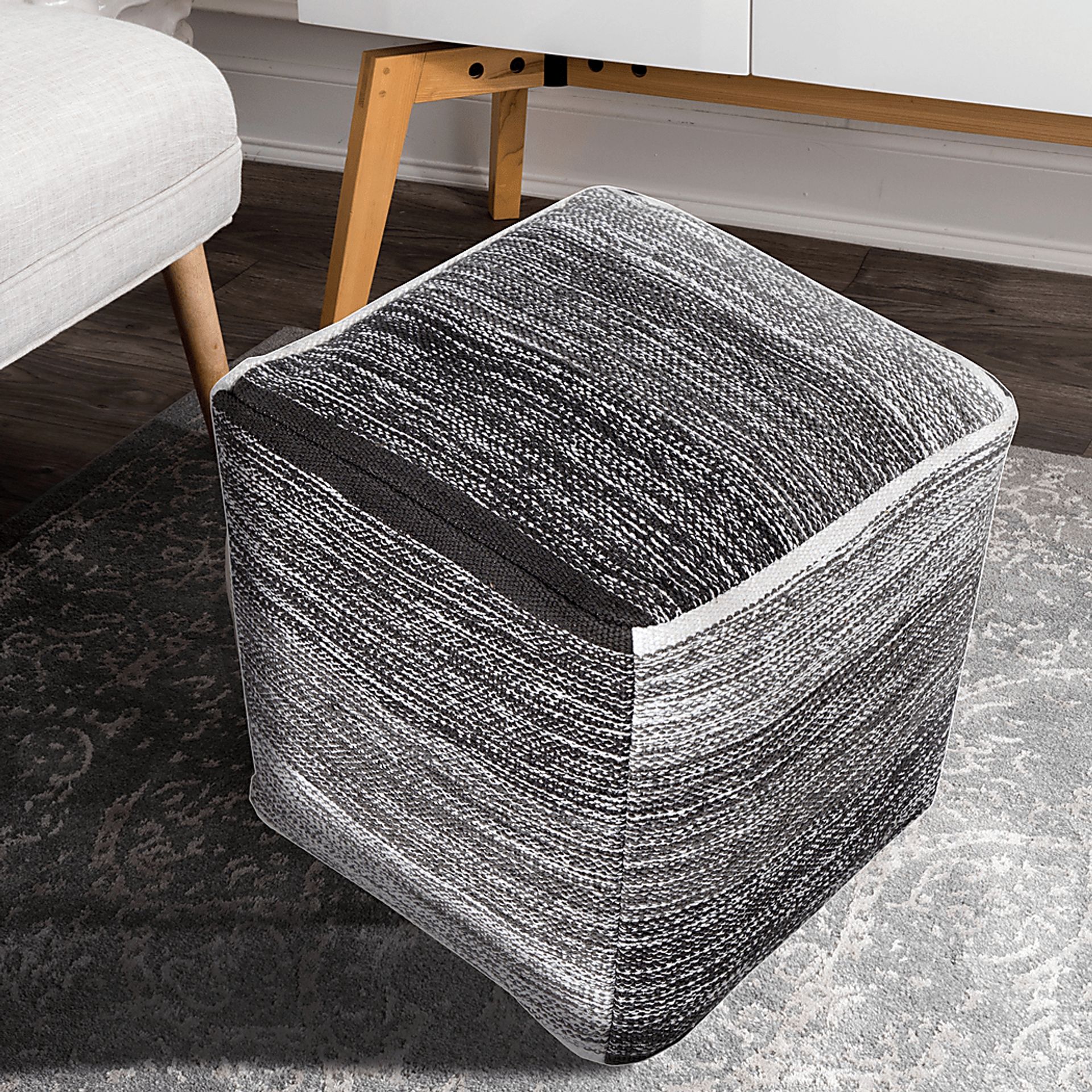 Dovepost Gray Pouf - Image 3