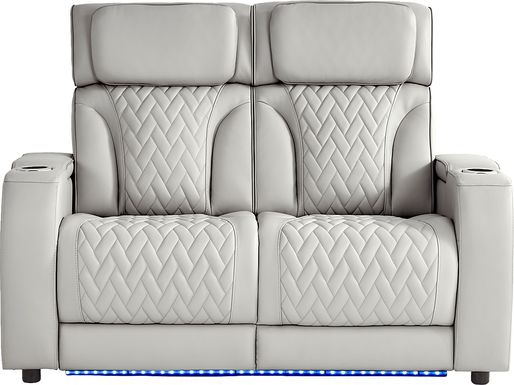 Port Royal Gray Leather Loveseat