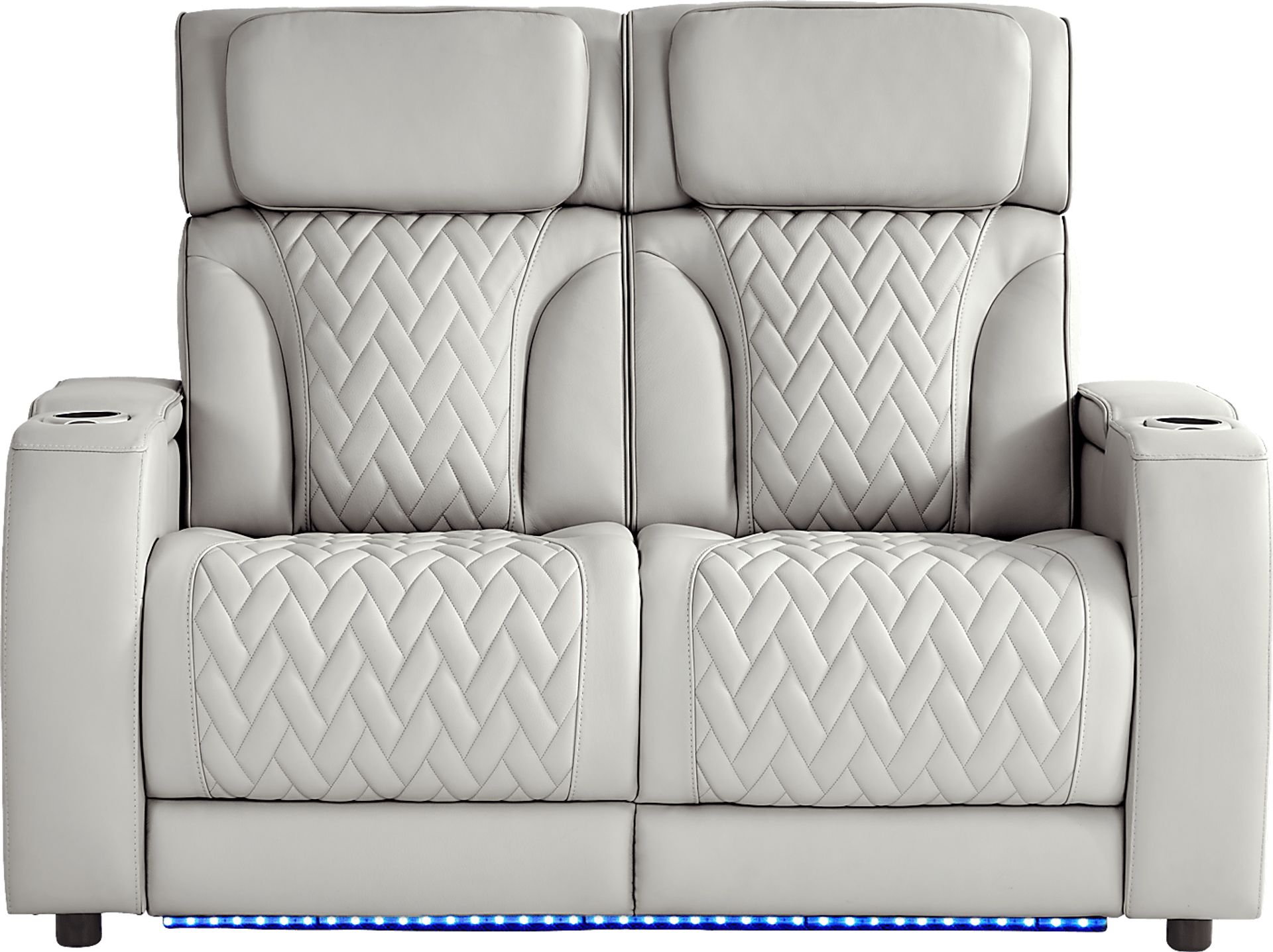 Port Royal Gray Leather 2 Pc Living Room with Triple Power Reclining Sofa - Image 9
