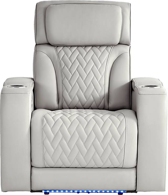 Port Royal Gray Leather Triple Power Recliner - Thumbnail - Image 2