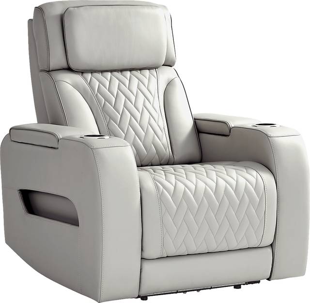 Port Royal Gray Leather Triple Power Recliner - Thumbnail - Image 3