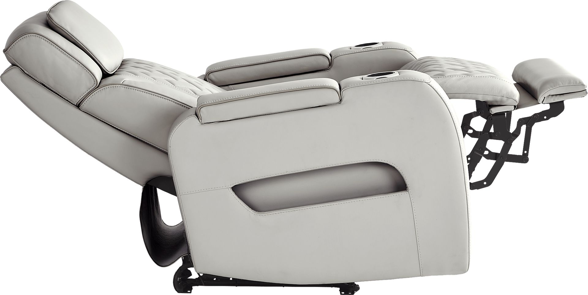 Port Royal Gray Leather Triple Power Recliner - Image 4