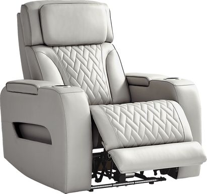Port Royal Gray Leather Triple Power Recliner