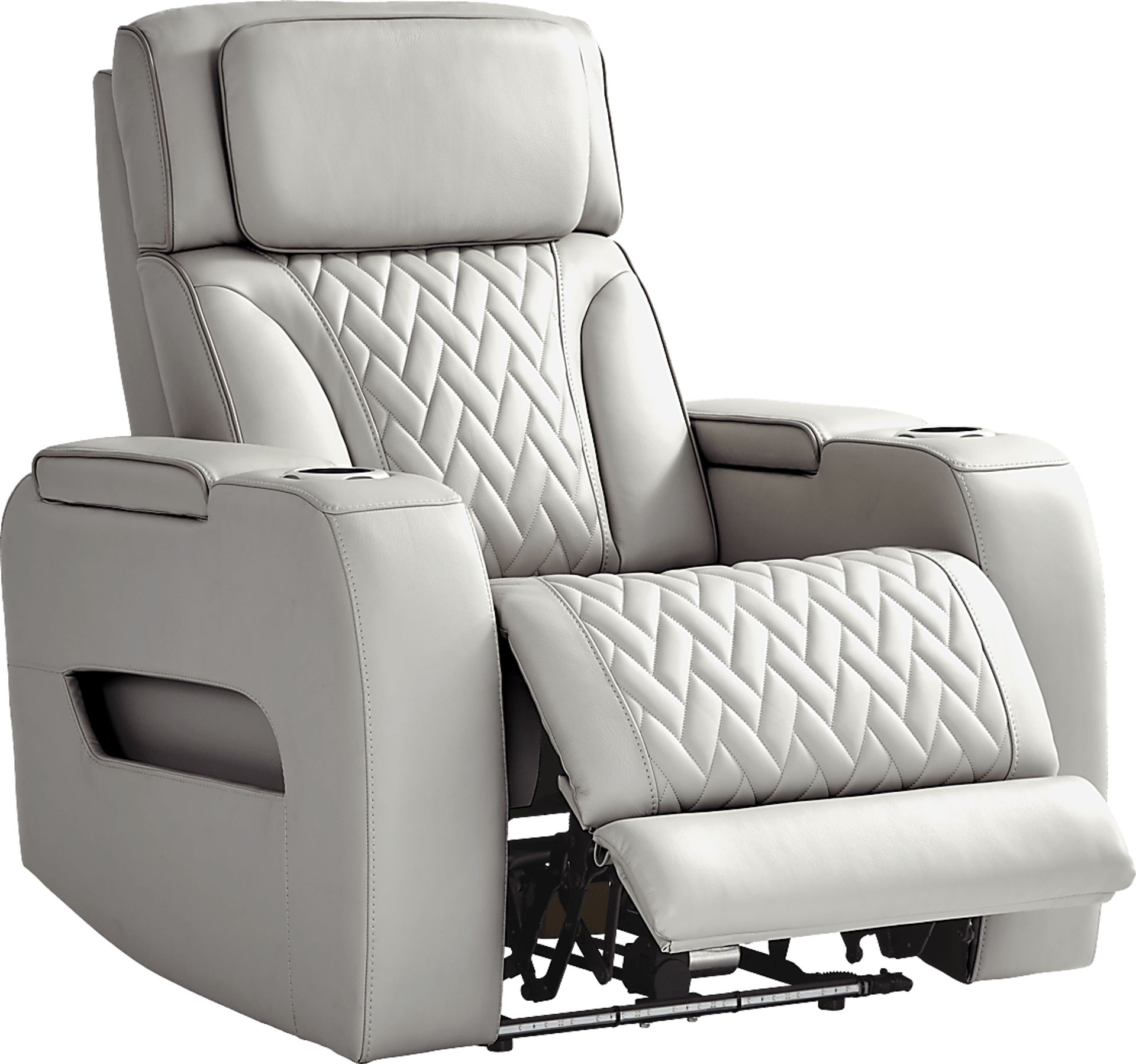 Port Royal Gray Leather Triple Power Recliner - Image 1