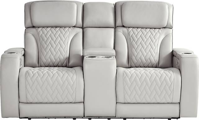 Port Royal Gray Leather 5 Pc Triple Power Reclining Living Room - Thumbnail - Image 10