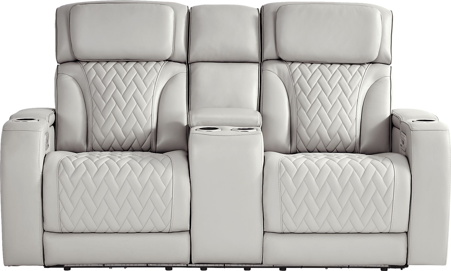 Port Royal Gray Leather 2 Pc Triple Power Reclining Living Room - Image 10