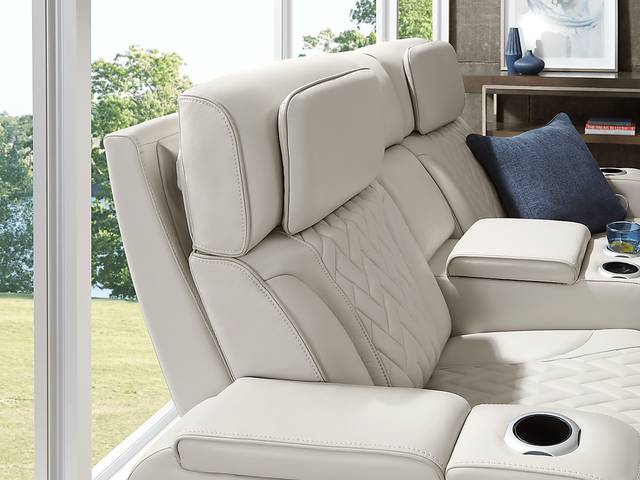 Port Royal Gray Leather 5 Pc Triple Power Reclining Living Room - Thumbnail - Image 12