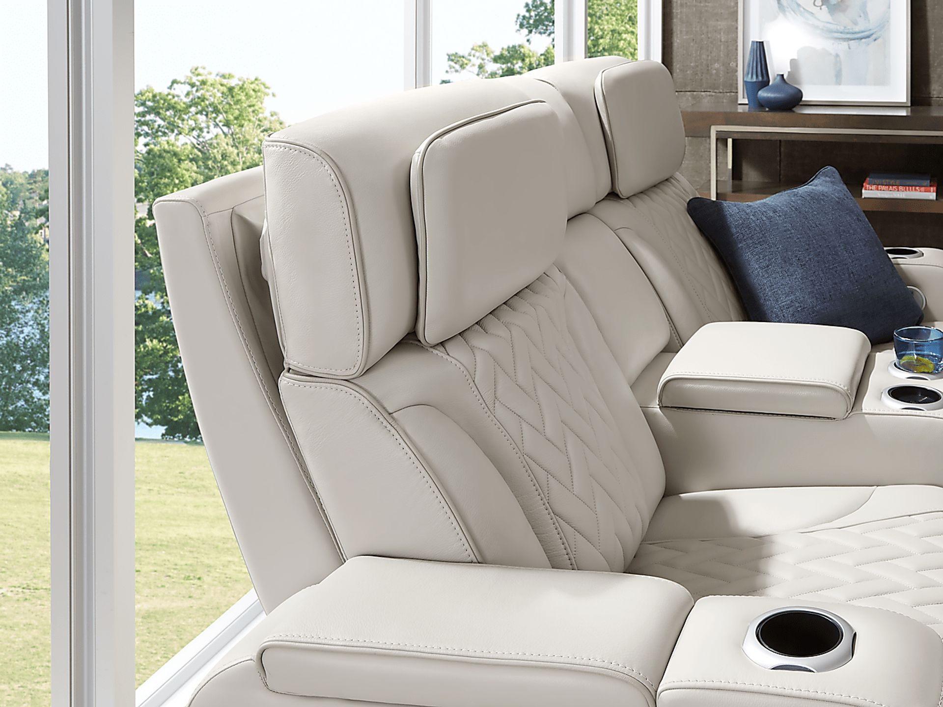 Port Royal Gray Leather 2 Pc Triple Power Reclining Living Room - Image 12