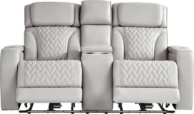 Port Royal Gray Leather 5 Pc Triple Power Reclining Living Room - Thumbnail - Image 9