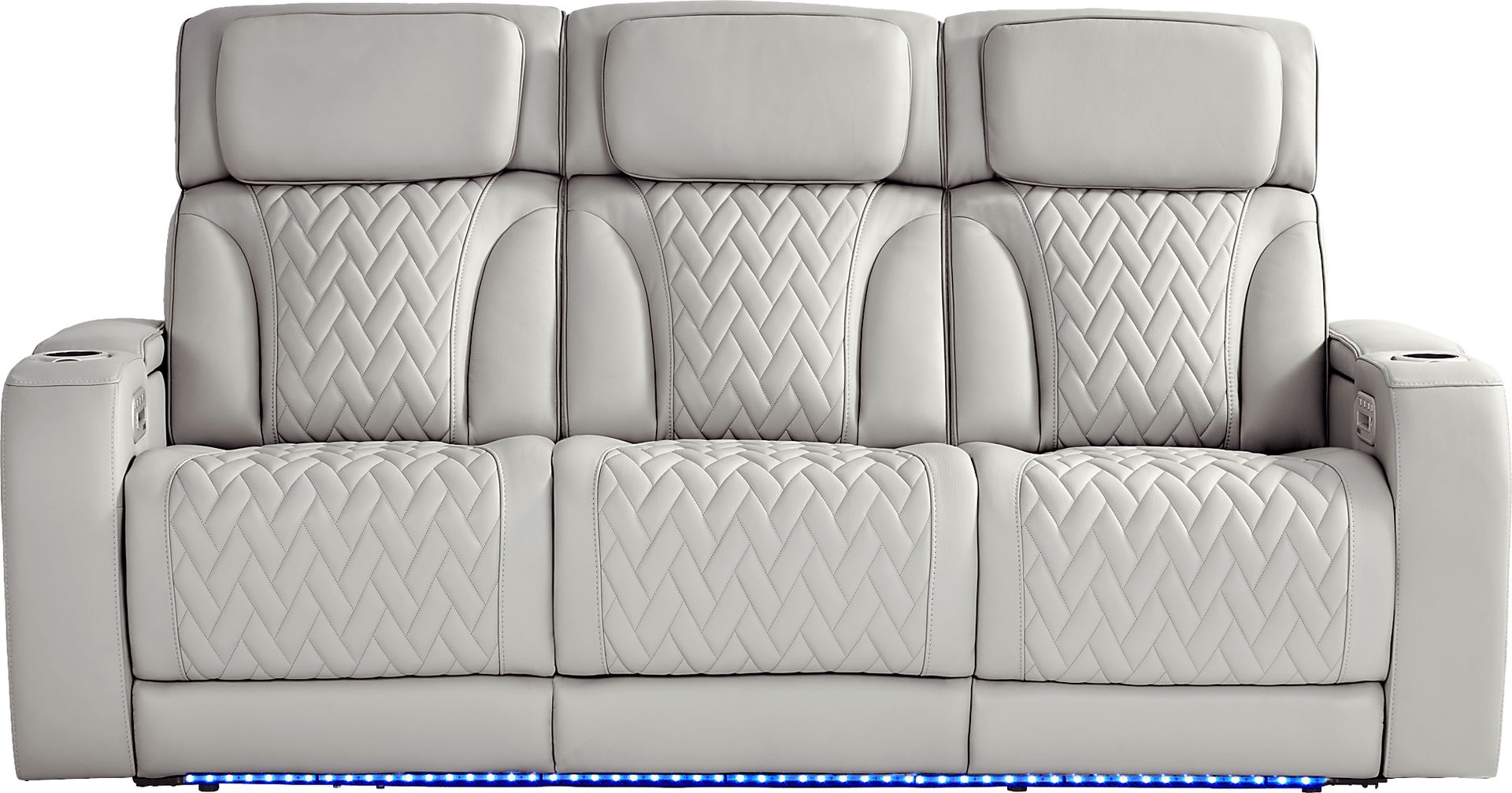 Port Royal Gray Leather 2 Pc Triple Power Reclining Living Room - Image 3