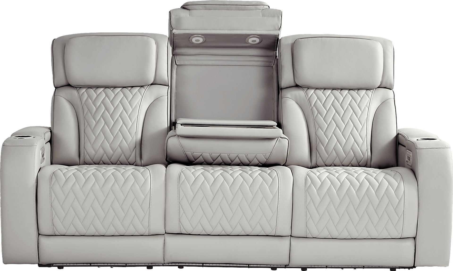 Port Royal Gray Leather 2 Pc Triple Power Reclining Living Room - Image 4