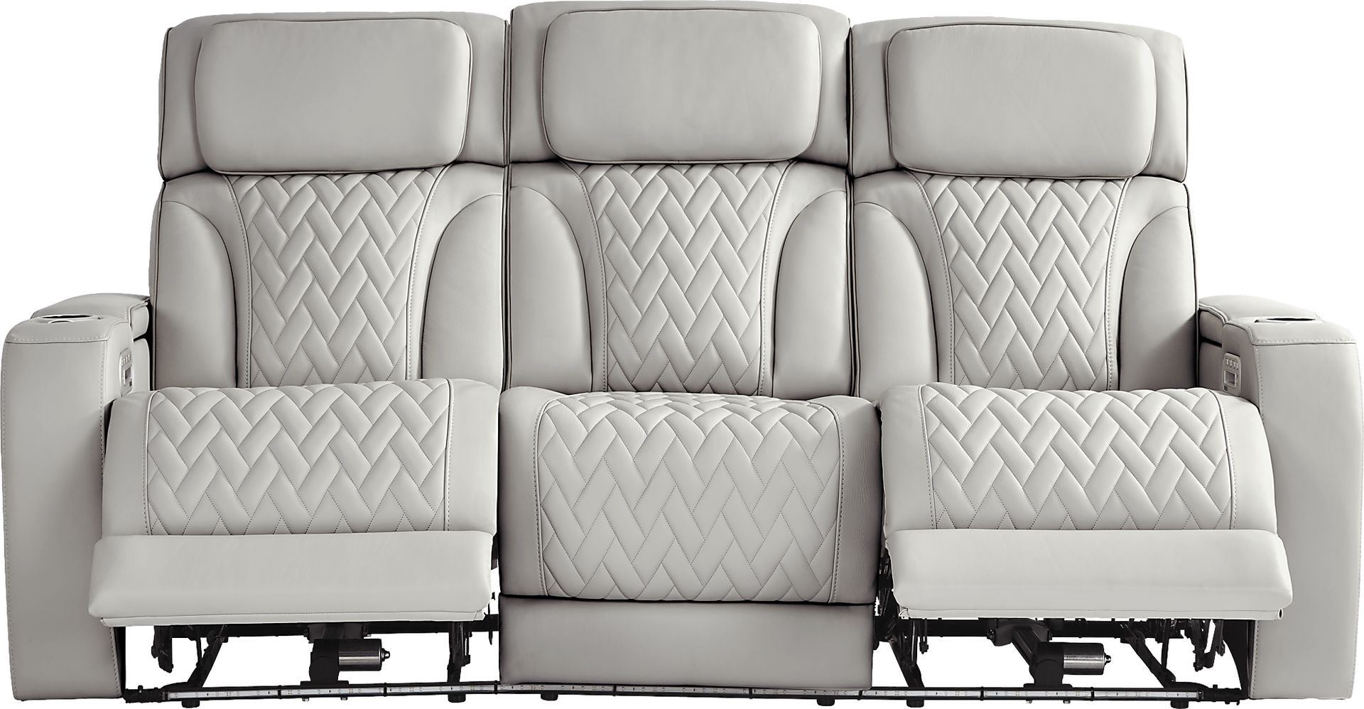 Port Royal Gray Leather 2 Pc Triple Power Reclining Living Room - Image 2