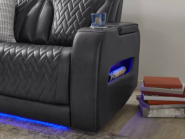 Port Royal Midnight Leather 5 Pc Living Room with Triple Power Reclining Sofa - Thumbnail - Image 11