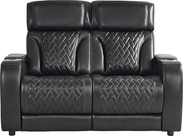 Port Royal Midnight Leather 5 Pc Living Room with Triple Power Reclining Sofa - Thumbnail - Image 10