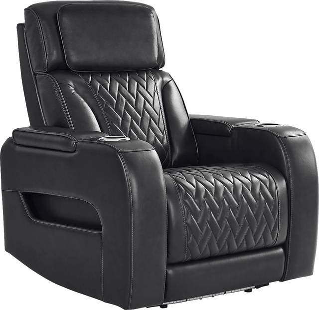 Port Royal Midnight Leather Triple Power Recliner - Thumbnail - Image 3