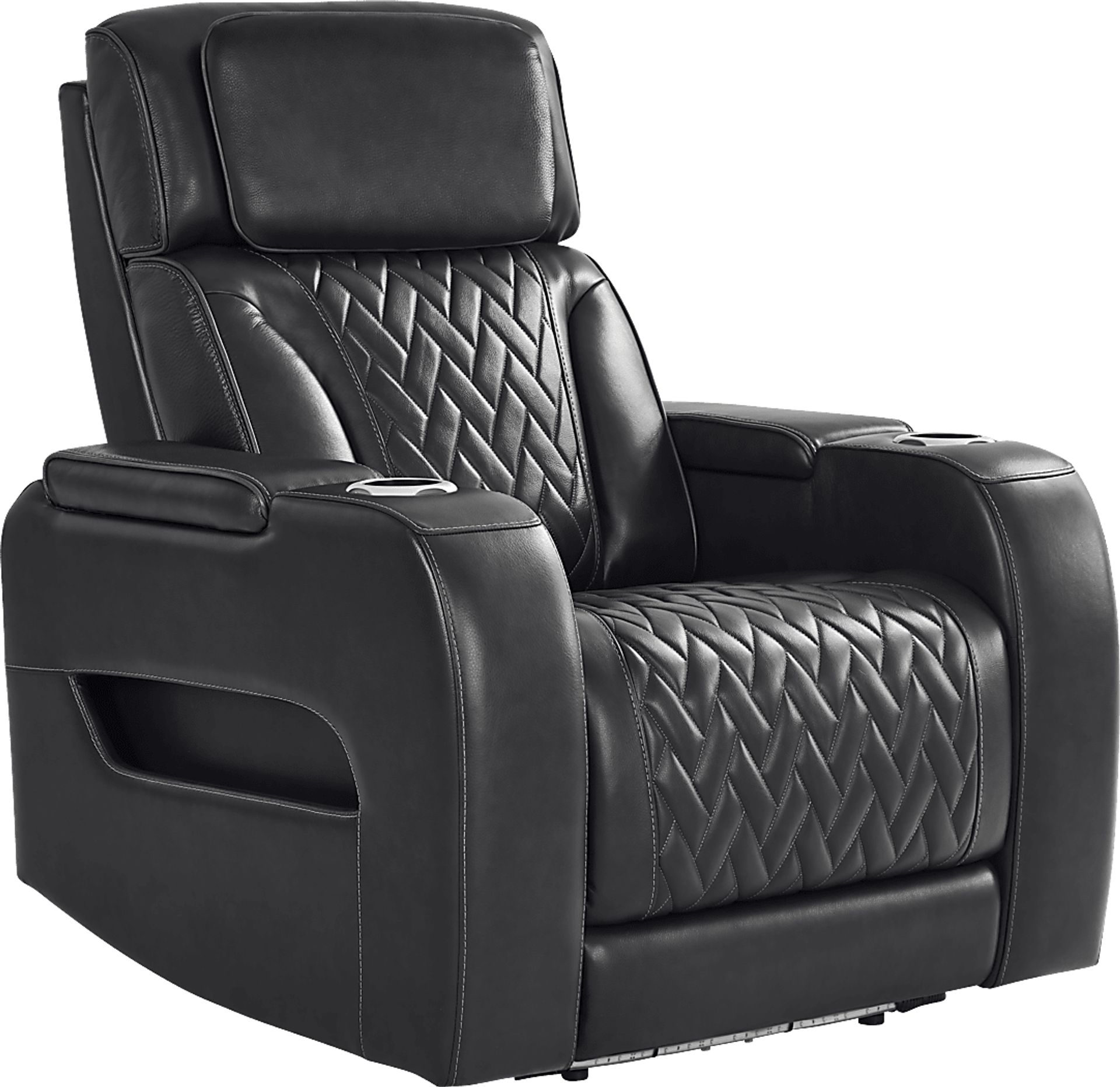 Port Royal Midnight Leather Triple Power Recliner - Image 3