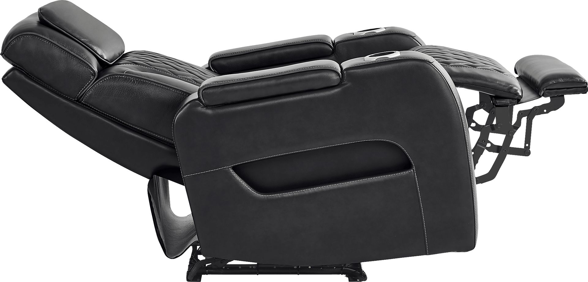 Port Royal Midnight Leather Triple Power Recliner - Image 4