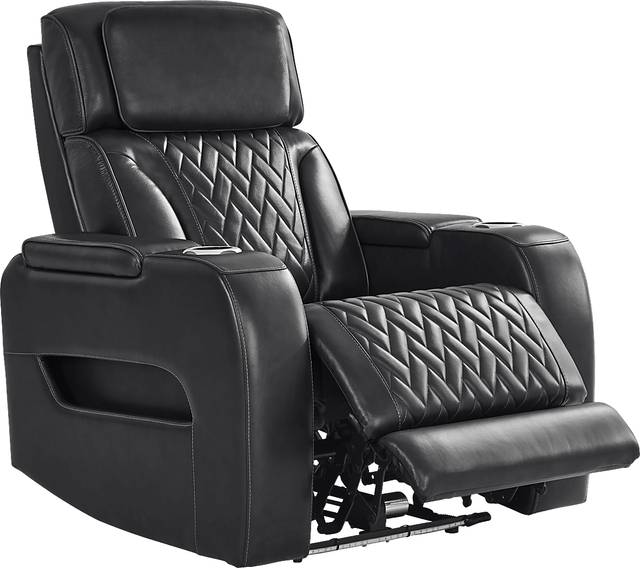 Port Royal Midnight Leather Triple Power Recliner - Thumbnail - Image 1