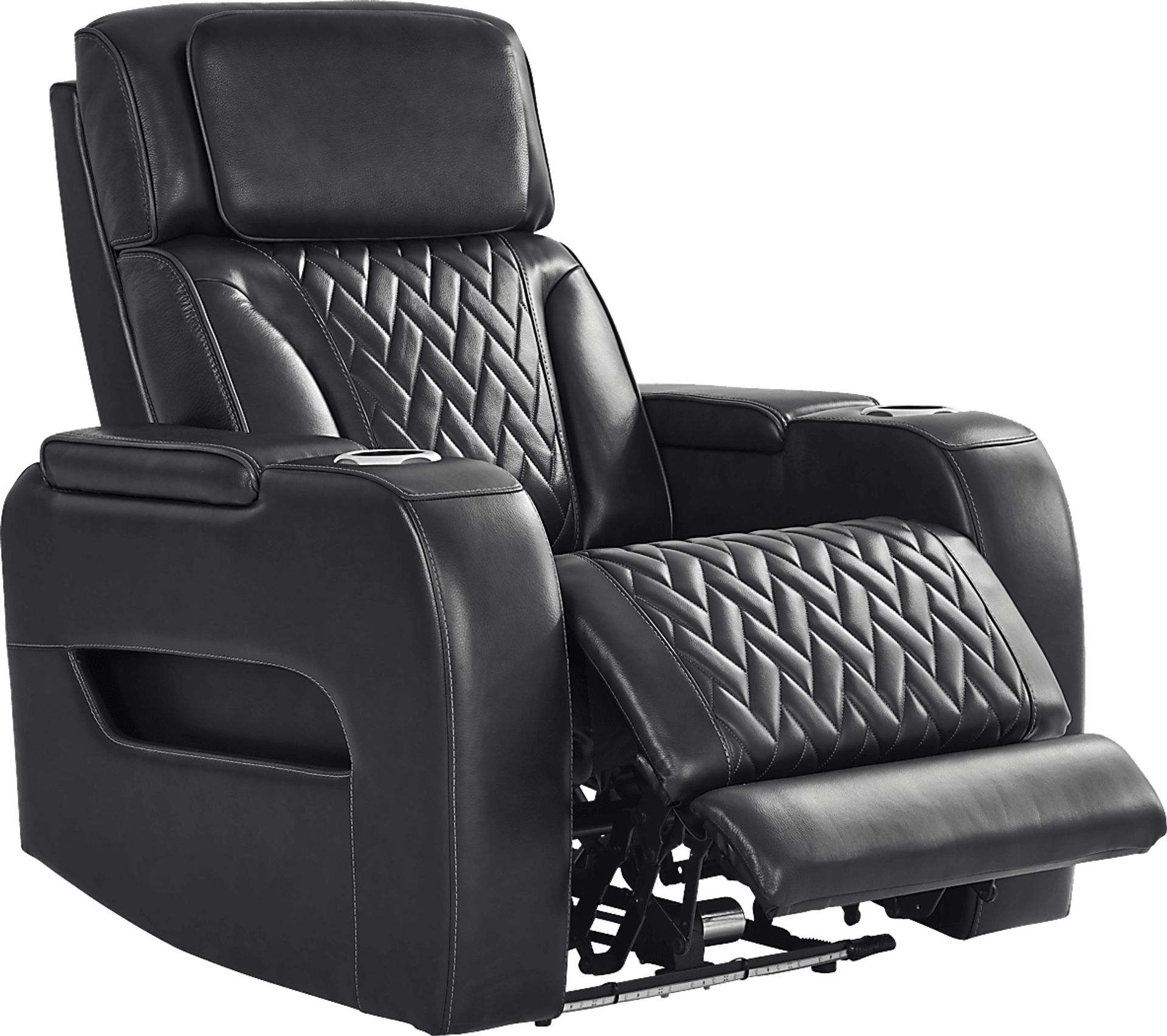 Port Royal Midnight Leather Triple Power Recliner - Image 1