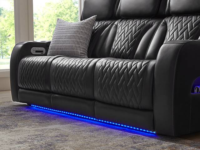 Port Royal Midnight Leather 5 Pc Living Room with Triple Power Reclining Sofa - Thumbnail - Image 7