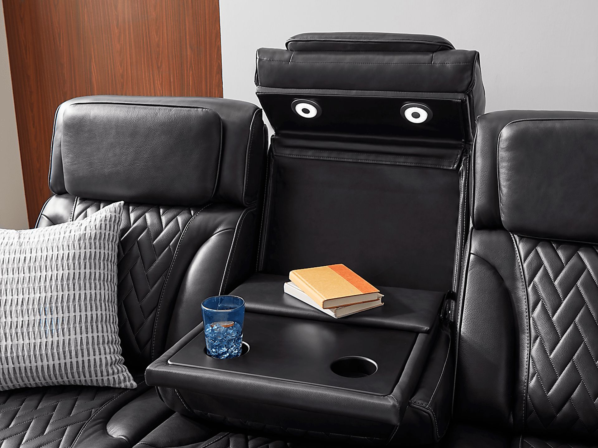 Port Royal Midnight Leather Triple Power Reclining Sofa - Image 8