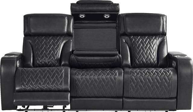 Port Royal Midnight Leather 2 Pc Living Room with Triple Power Reclining Sofa - Thumbnail - Image 4