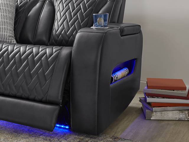 Port Royal Midnight Leather 5 Pc Living Room with Triple Power Reclining Sofa - Thumbnail - Image 6