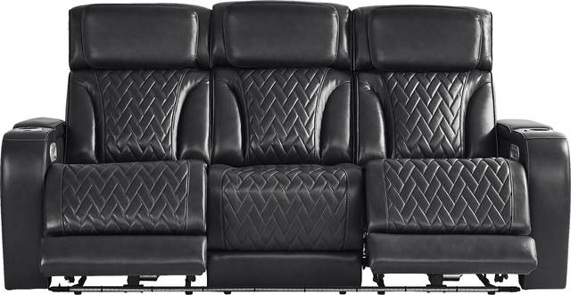Port Royal Midnight Leather 2 Pc Living Room with Triple Power Reclining Sofa - Thumbnail - Image 2