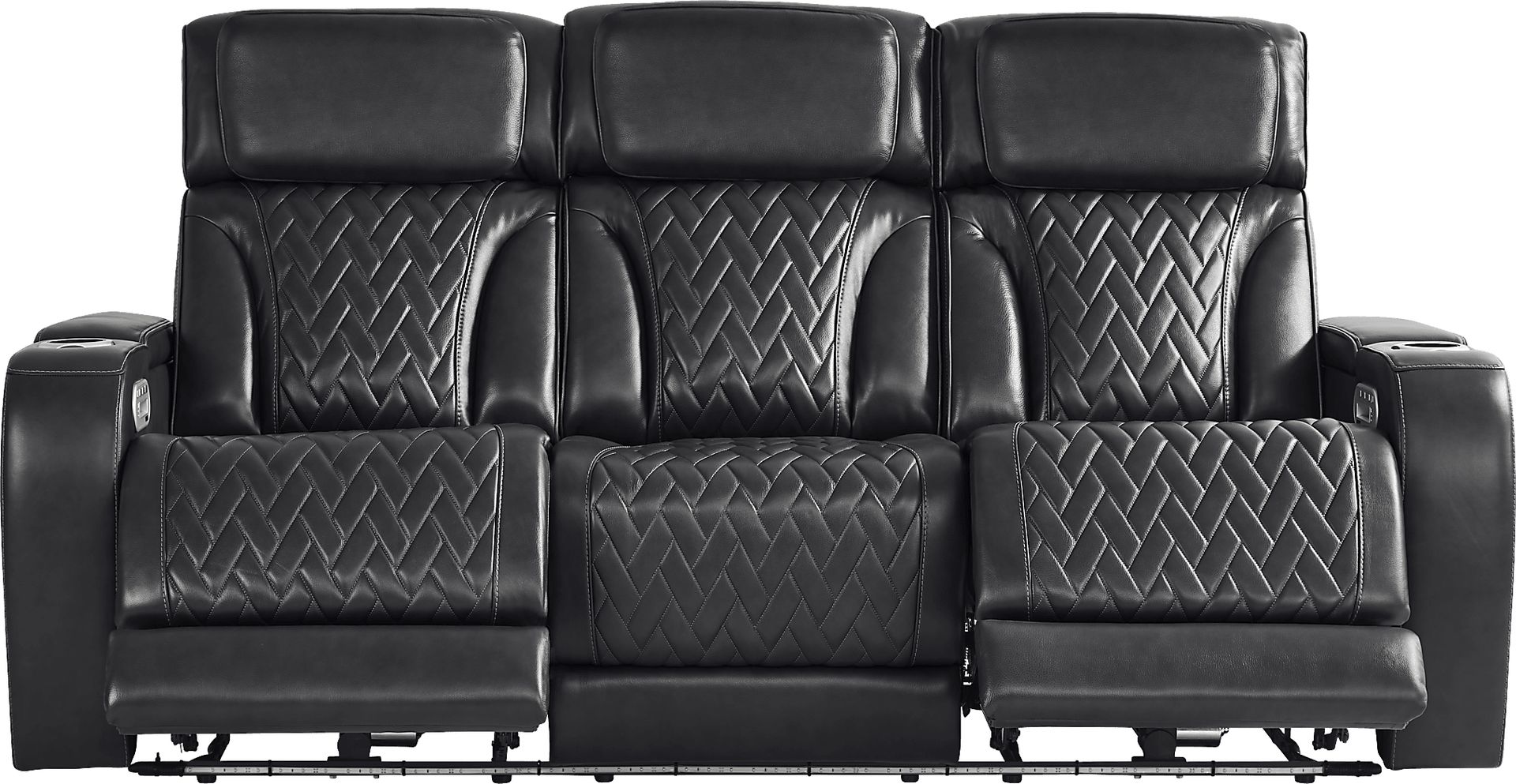Port Royal Midnight Leather Triple Power Reclining Sofa - Image 1