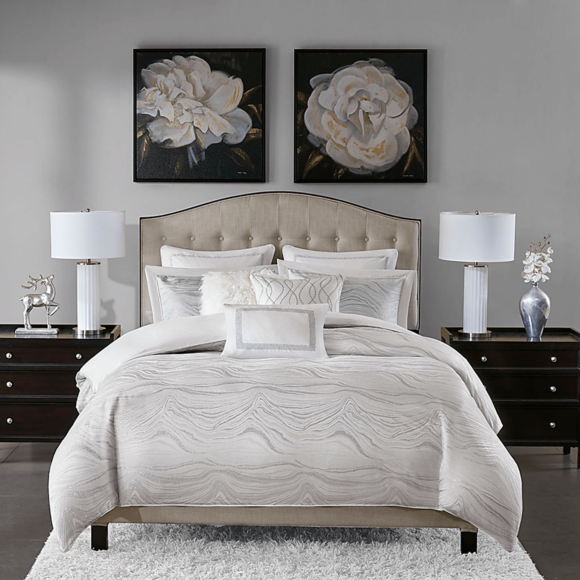 Porteous White 8 Pc Queen Comforter Set - Image 1