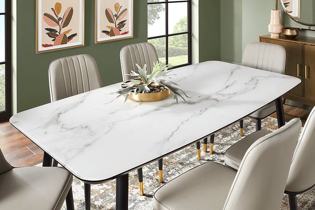 Portland Square White Rectangle 5 Pc Dining Room - Thumbnail - Image 3