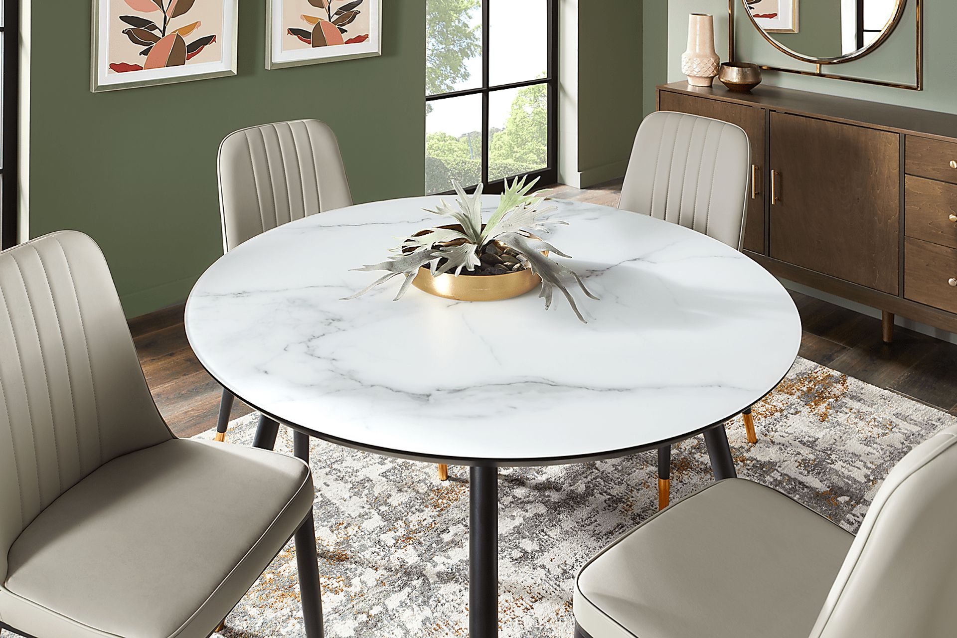 Portland Square White Round 5 Pc Dining Room - Image 3