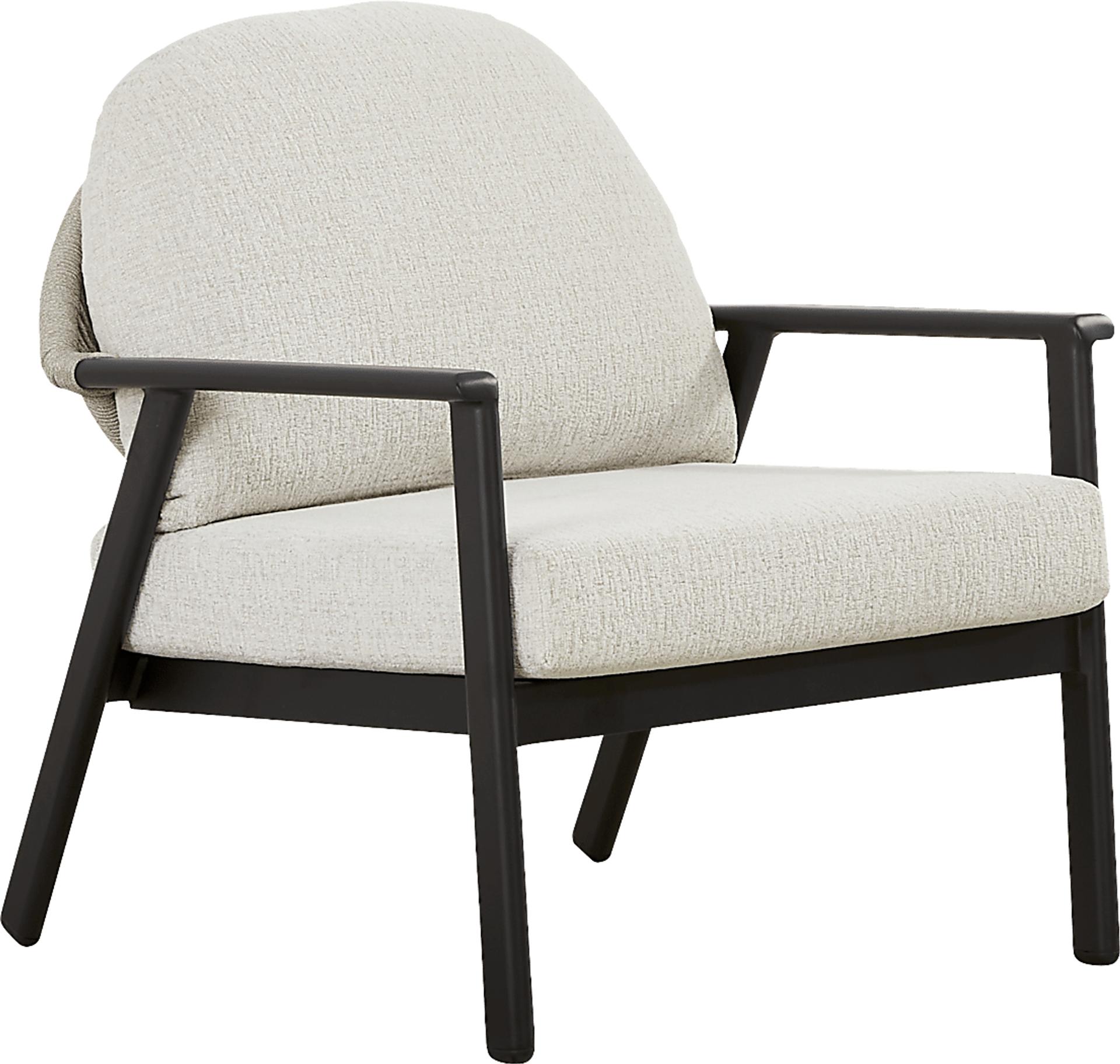 Porto Black Outdoor Club Chair with Beige Cushions