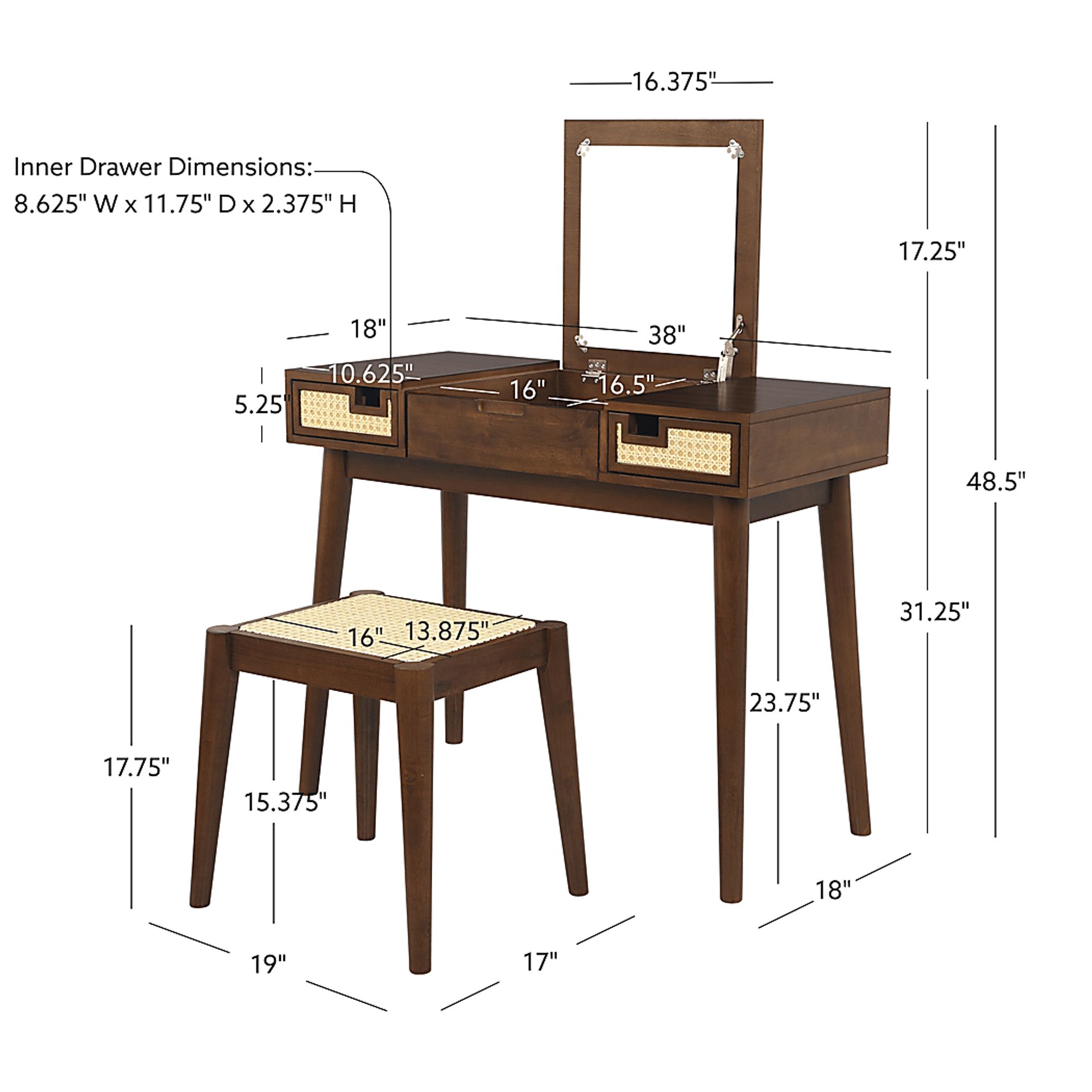 Portsher Walnut Vanity Set - Image 26