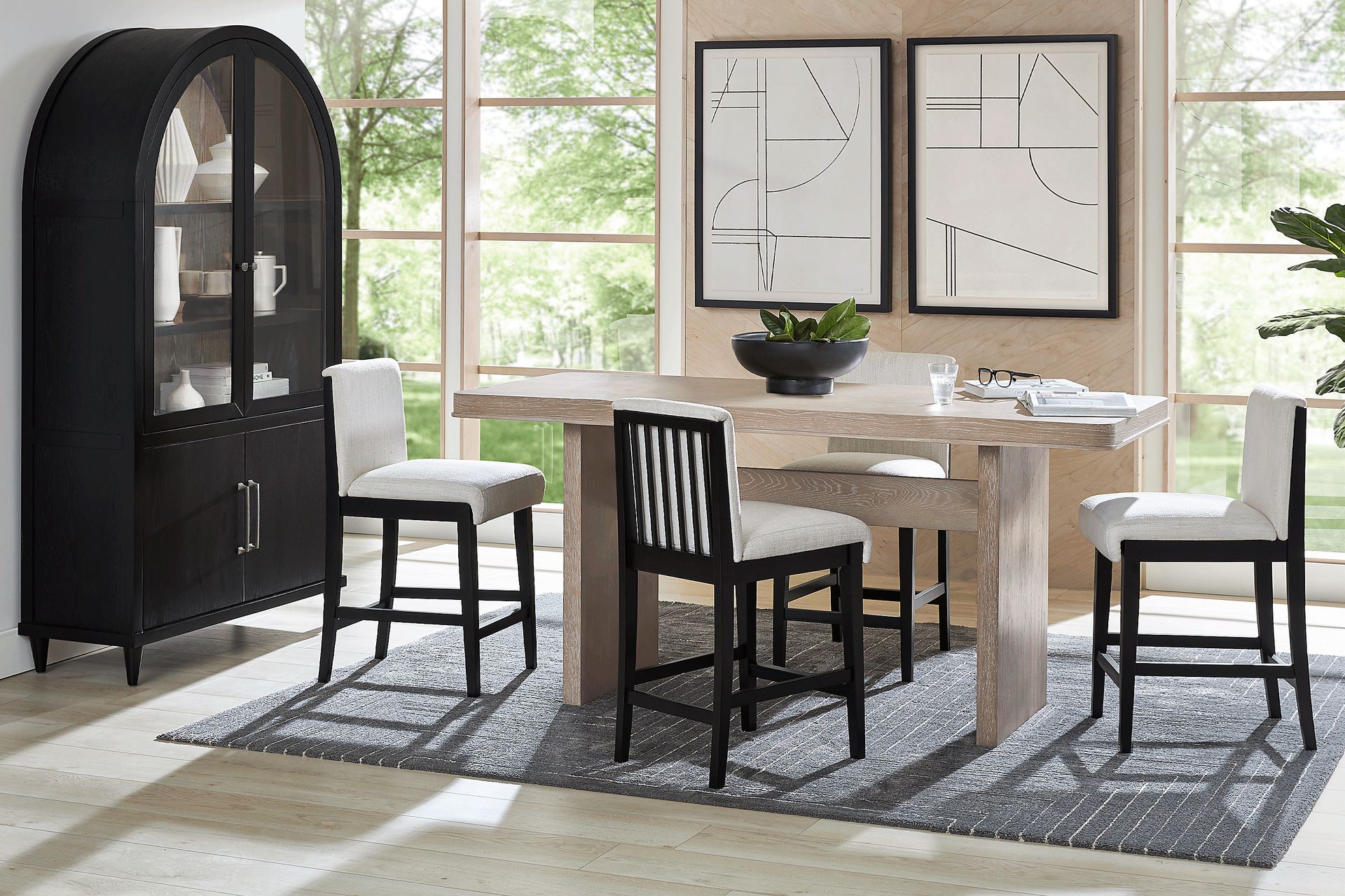 Portsmouth Natural 5 Pc Counter Height Dining Room with Black Stools - Image 1