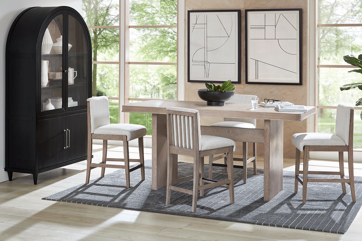Portsmouth 5 Pc Natural Light Wood Beige,White Dining Room Set With ...