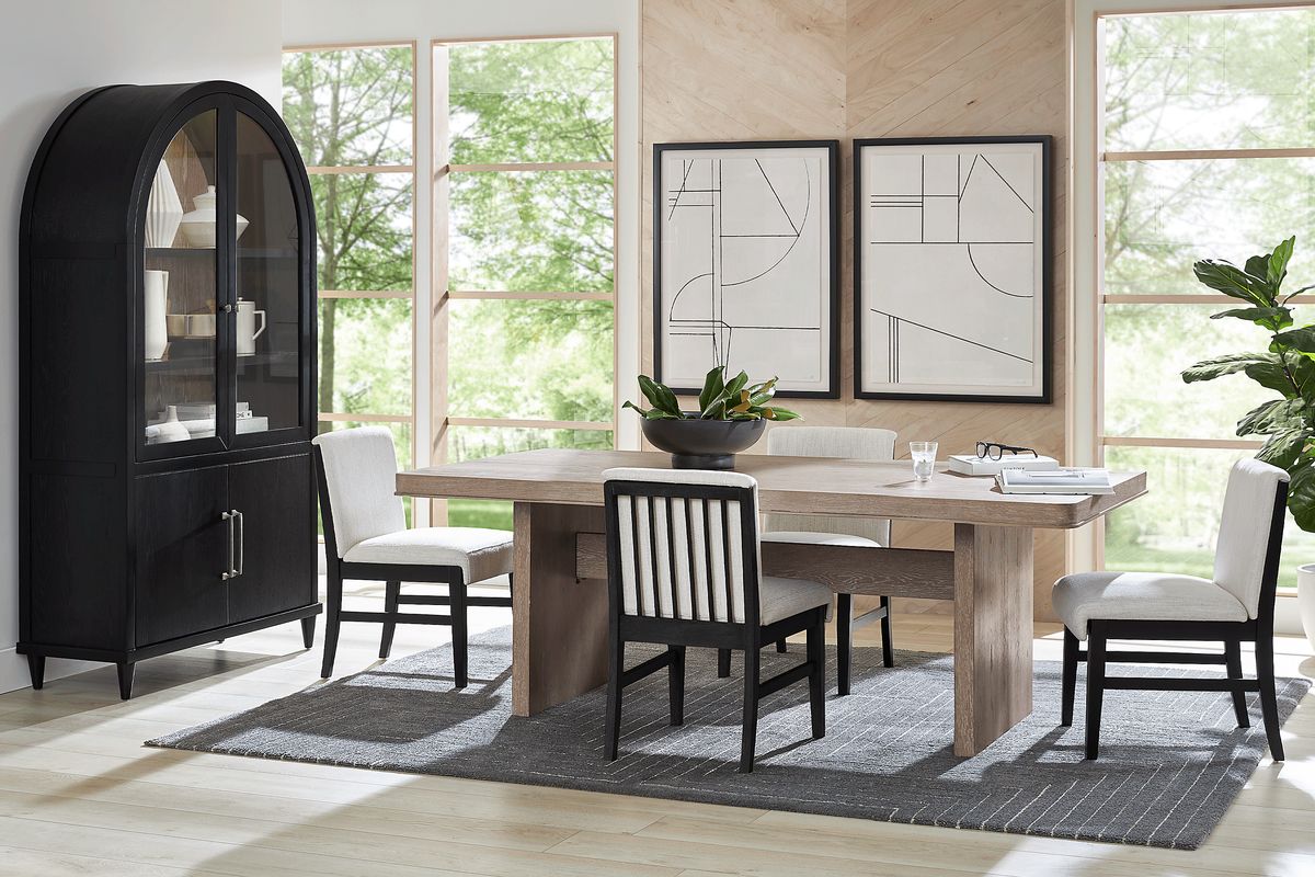Portsmouth 5 Pc Natural Light Wood Black Dining Room Set With Dining