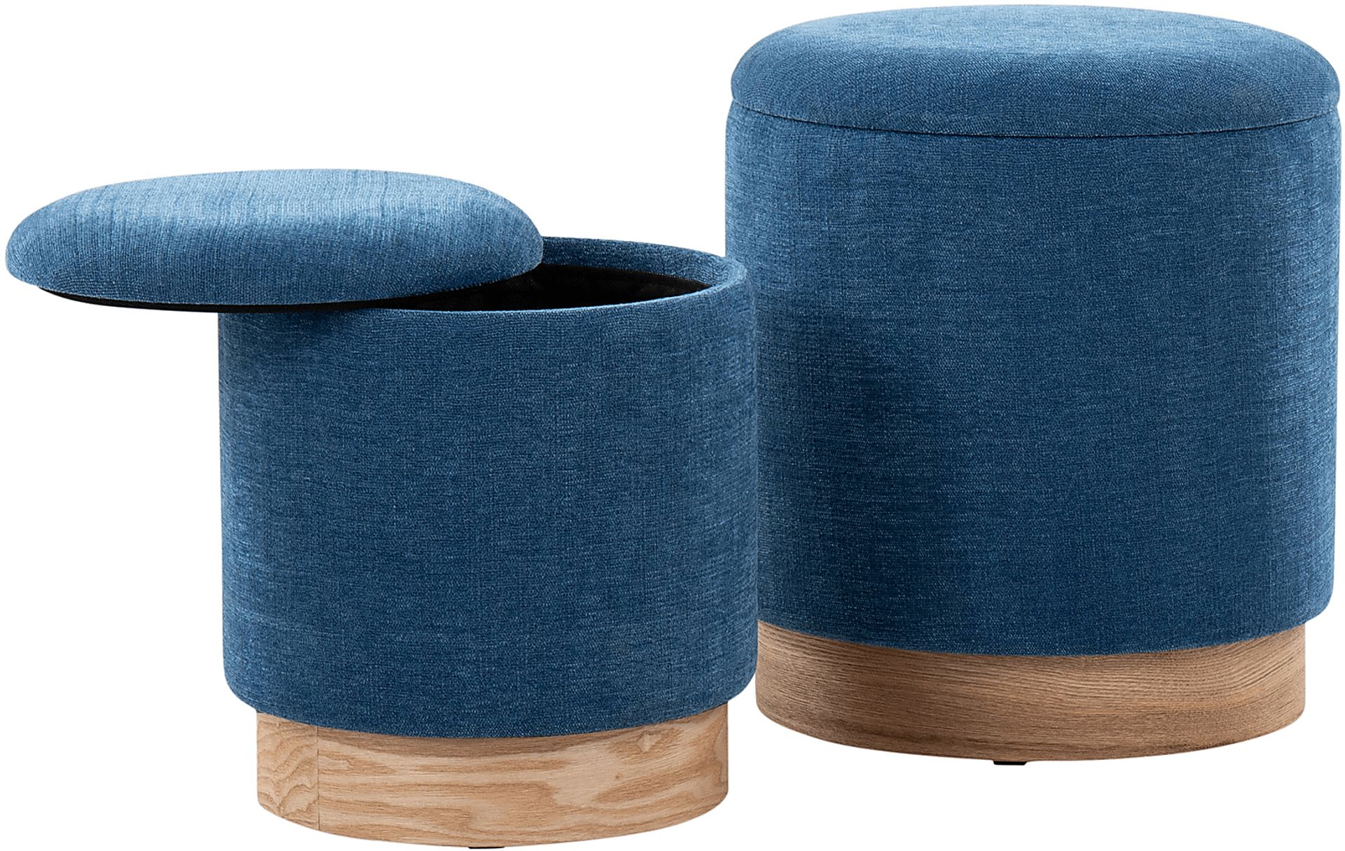 Poulnot Blue Ottoman, Set of 2 - Image 4
