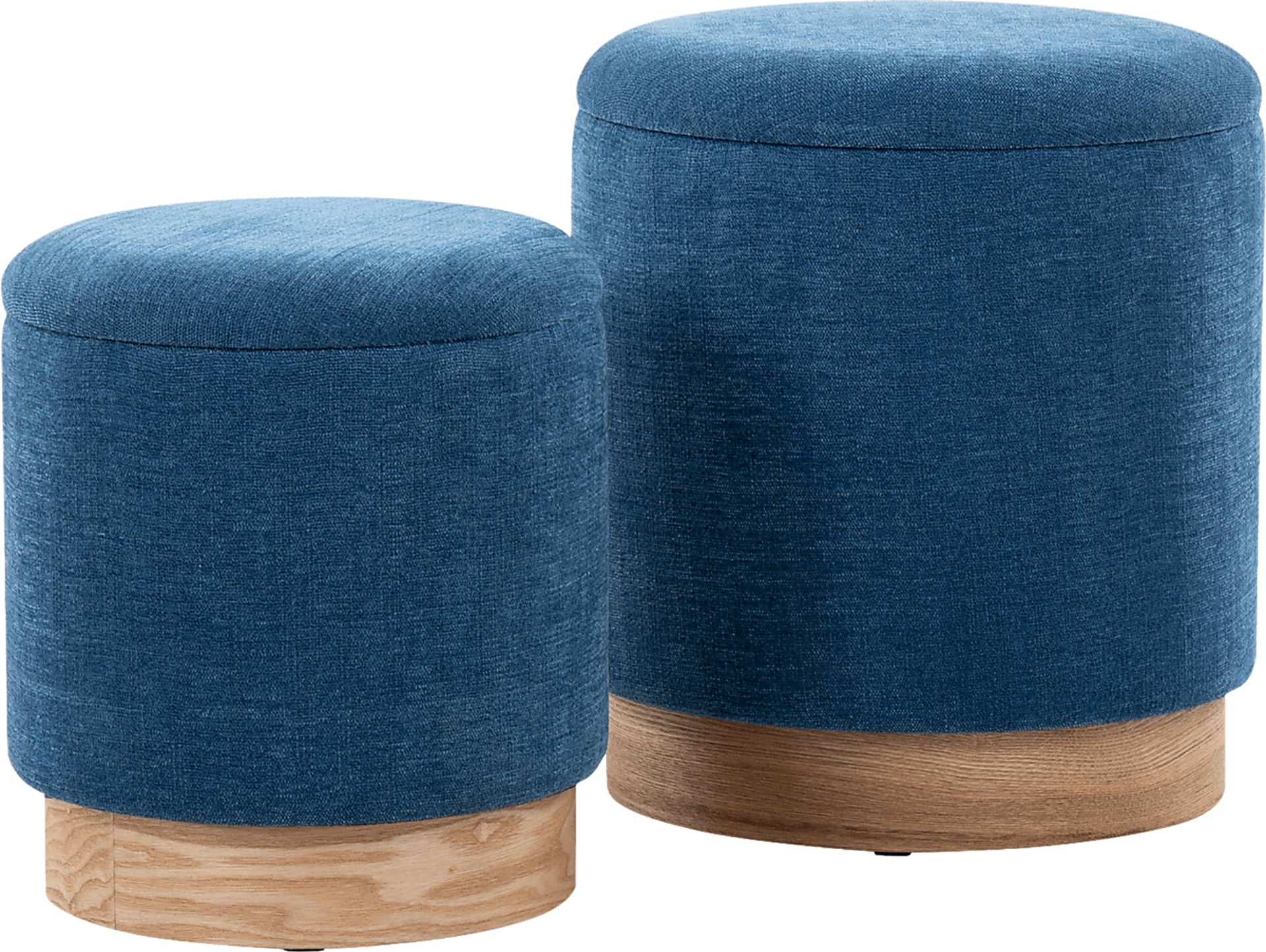 Poulnot Blue Ottoman, Set of 2 - Image 1