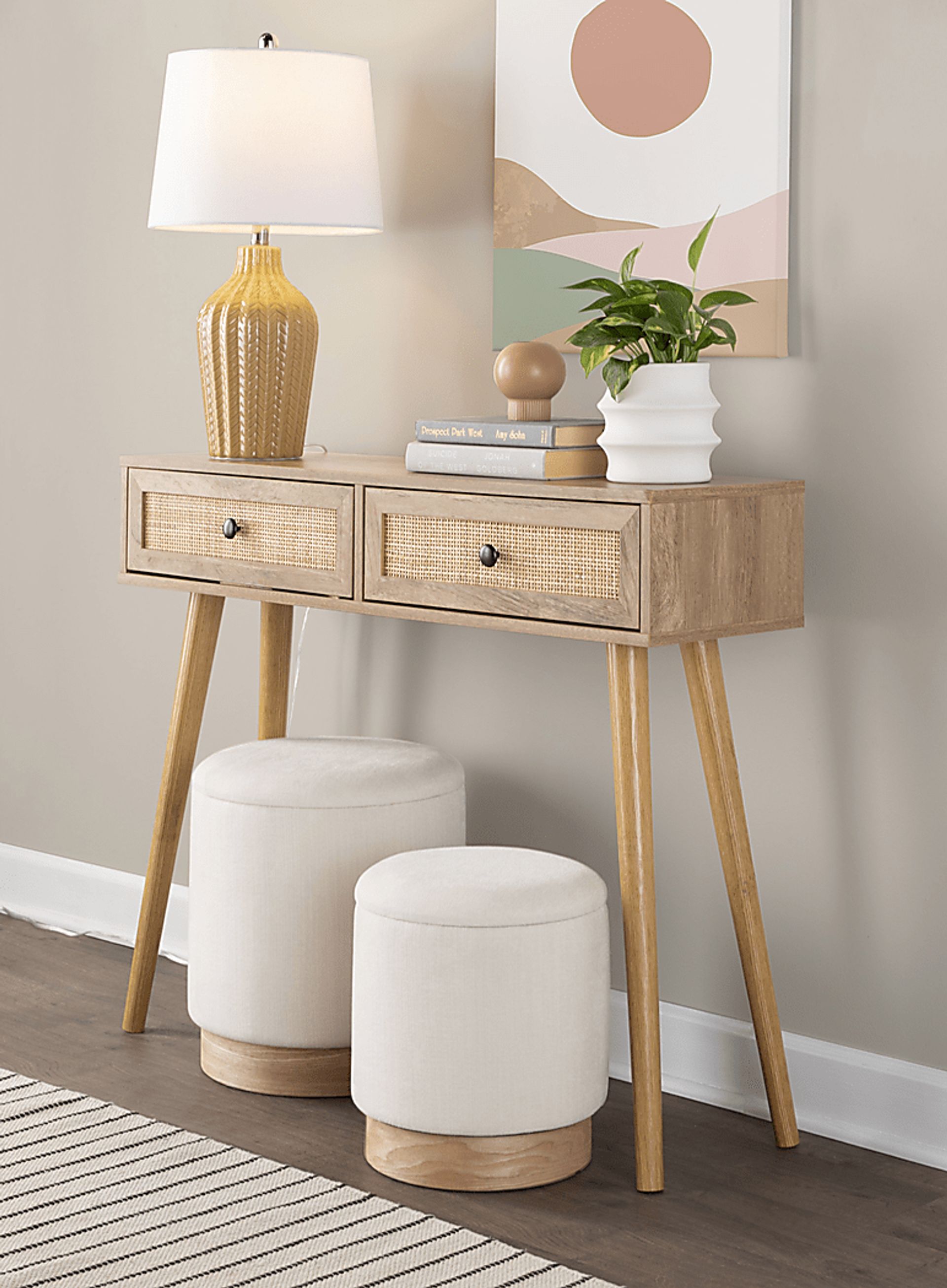 Poulnot Cream Ottoman, Set of 2 - Image 2