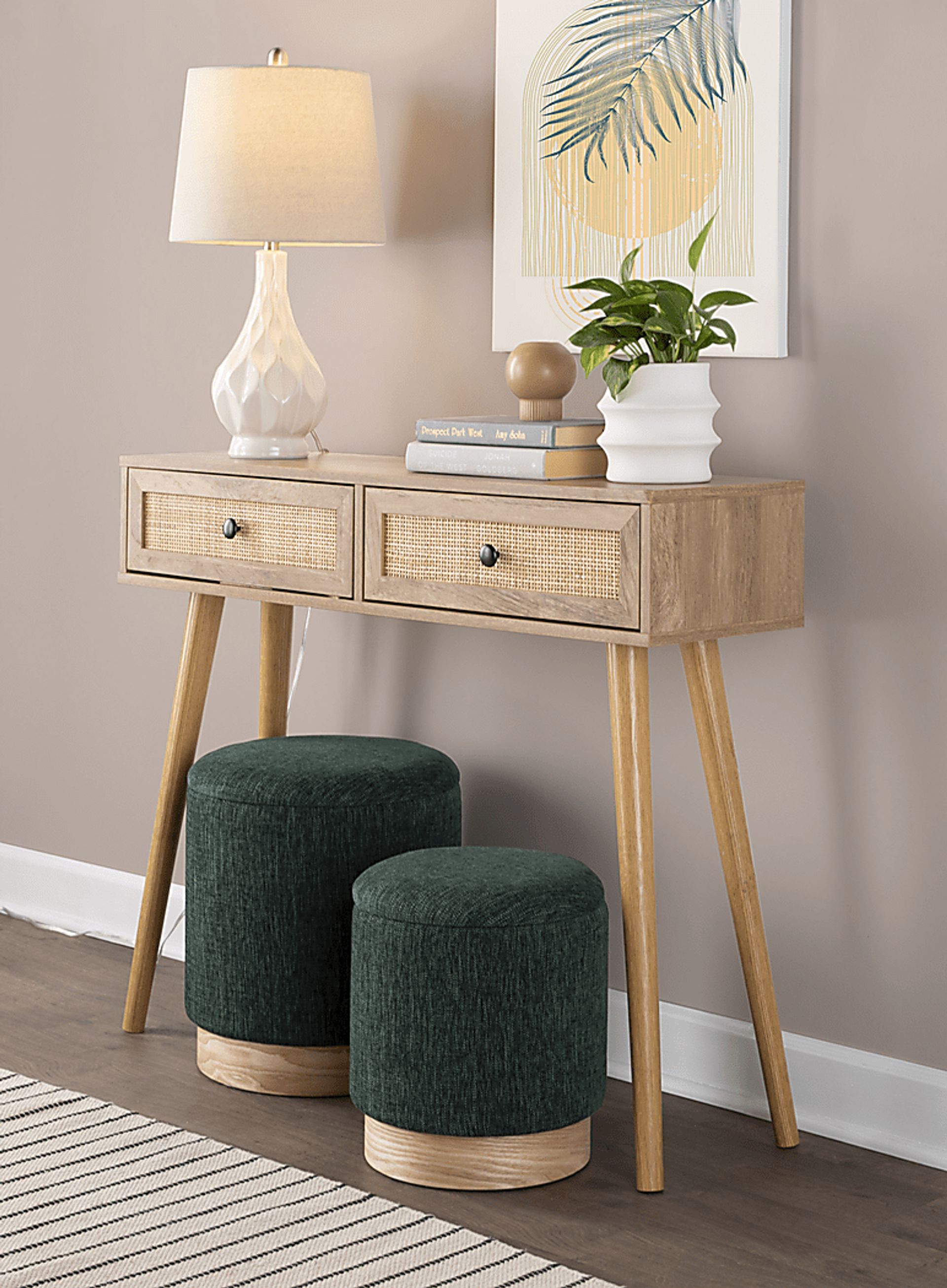 Poulnot Green Ottoman, Set of 2 - Image 2
