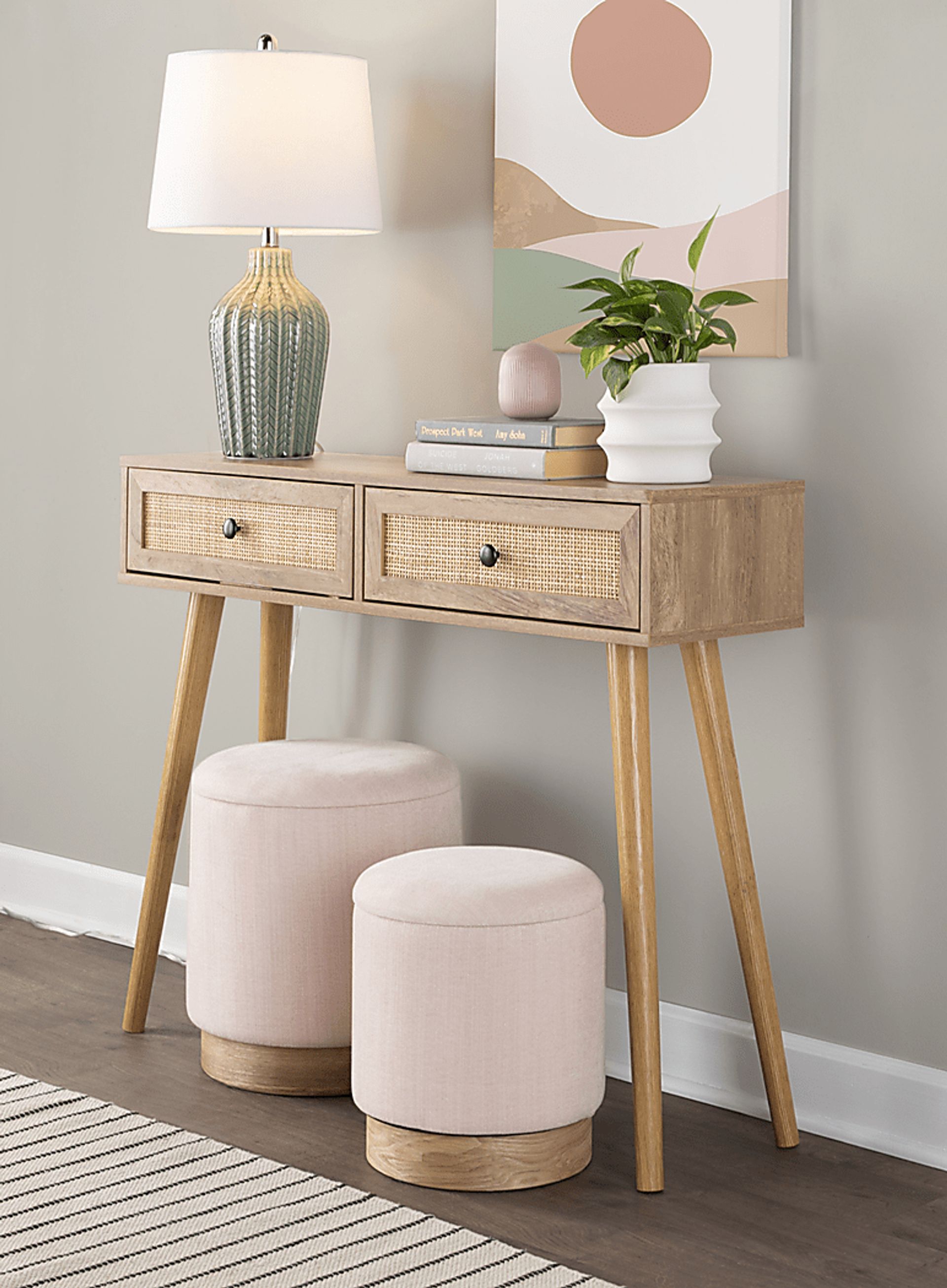 Poulnot Pink Ottoman, Set of 2 - Image 2
