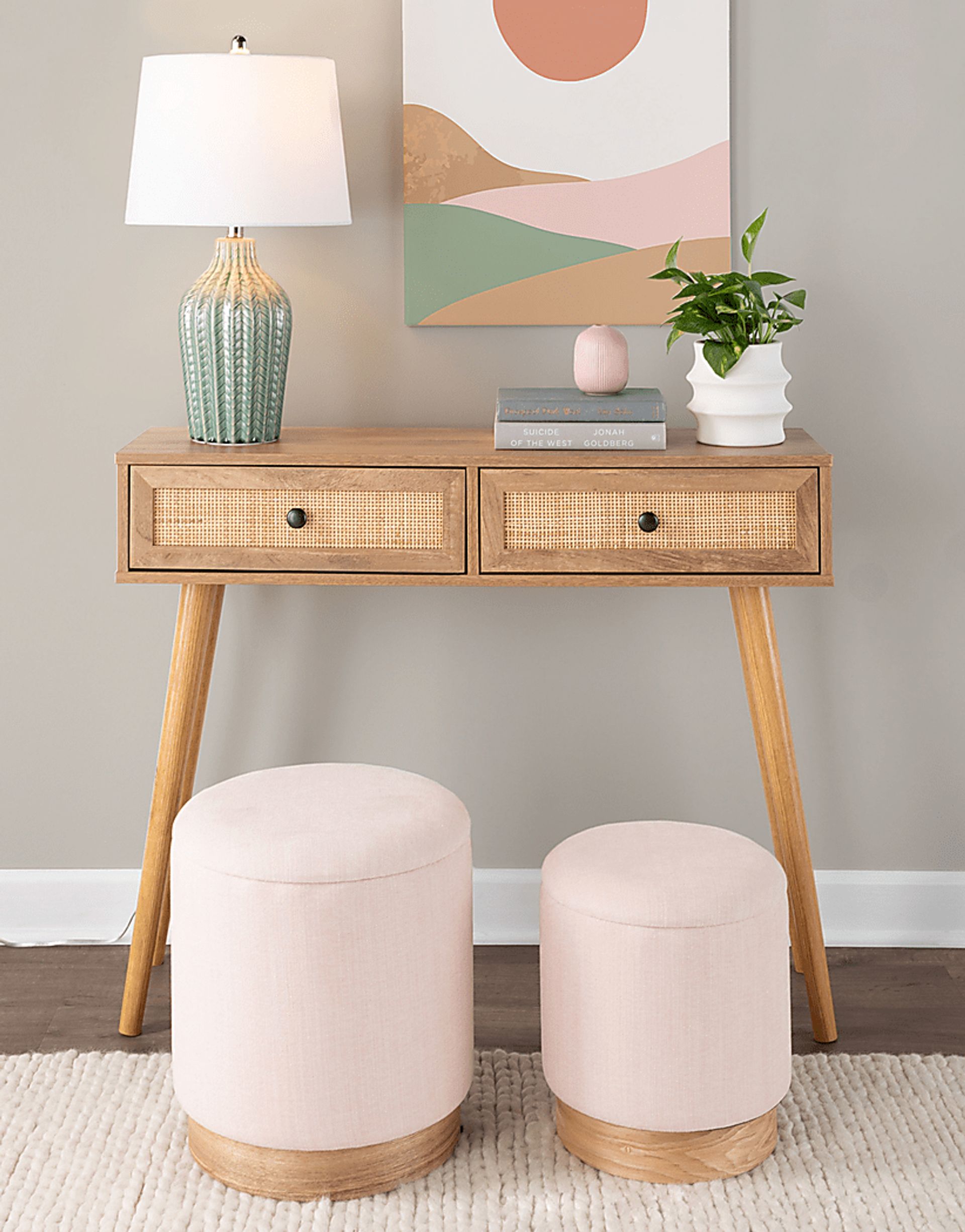 Poulnot Pink Ottoman, Set of 2 - Image 3