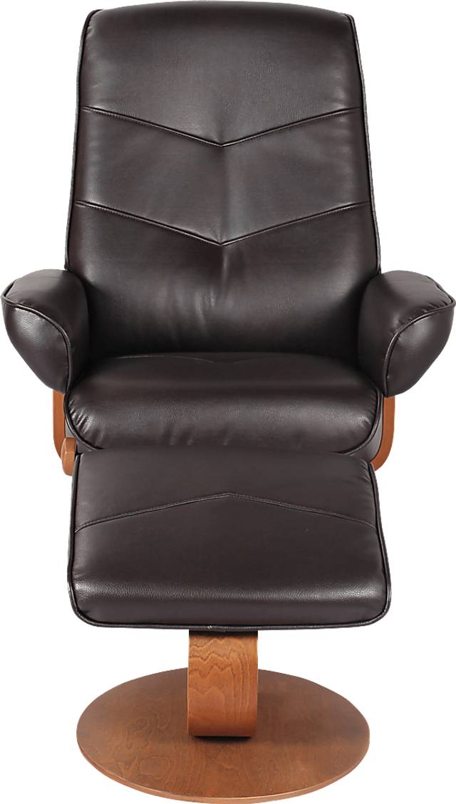Powis Brown Recliner & Ottoman - Thumbnail - Image 2